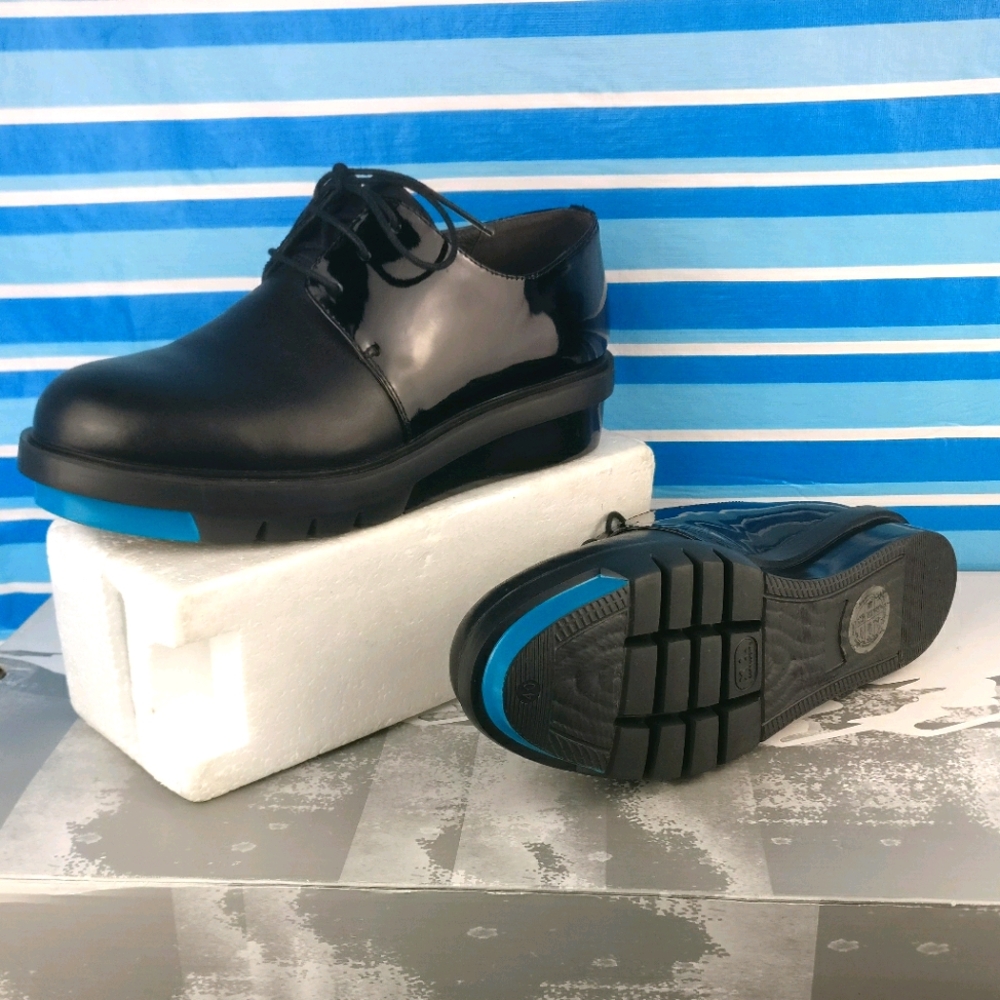 Camper MARTA XtraLite Oxford Lace up Patent Leather Calf Black/Turquoise 40/9W
